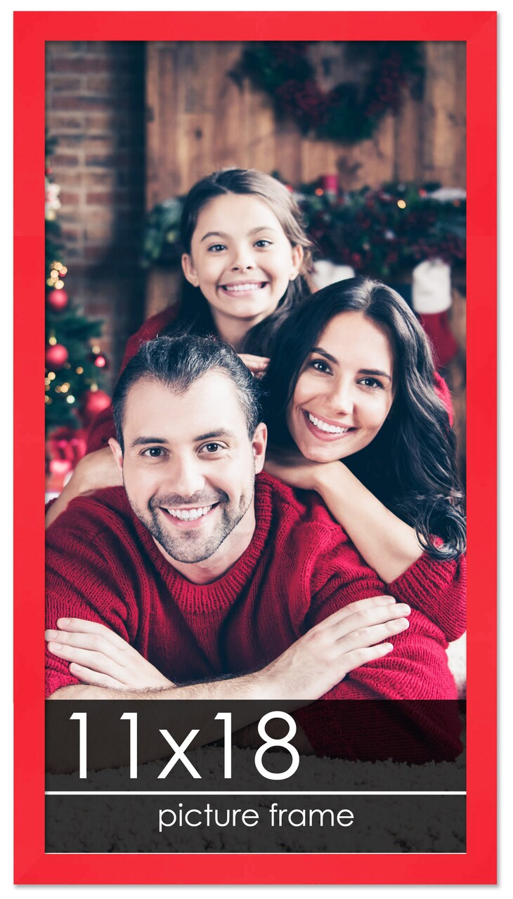11x18 Classic Modern Red Picture Frame - UV Acrylic, Foam Board Backing, Hanging Hardware